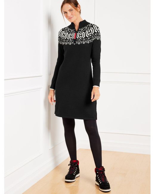 Talbots Black Half-zip Sweater Dress