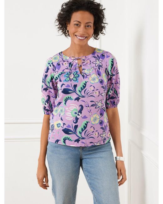 Talbots Blue Tie Front Top