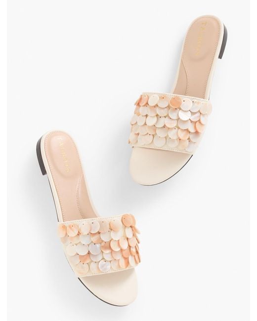 Talbots Natural Keri Shell Embellished Slides