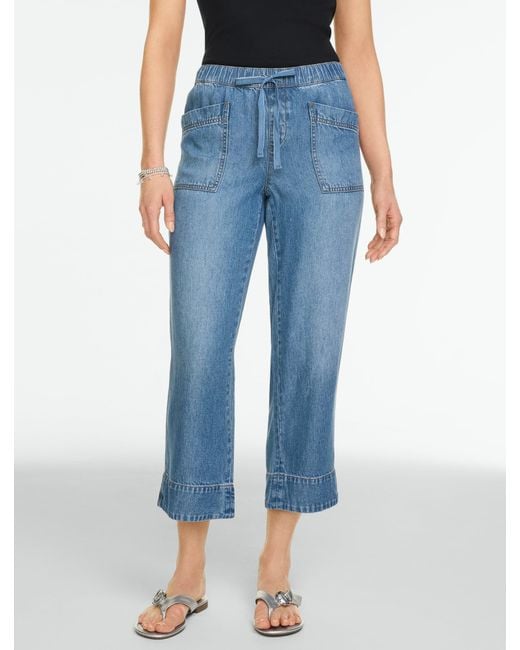 Talbots Blue Straight Crop Pull-on Jeans