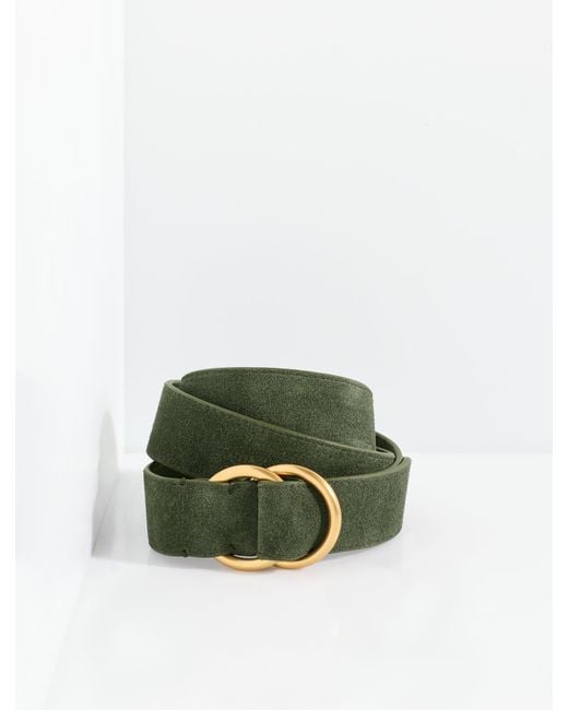 Talbots Green Double Ring Suede Belt