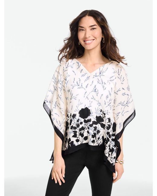 Talbots White Shadow Botanical Poncho