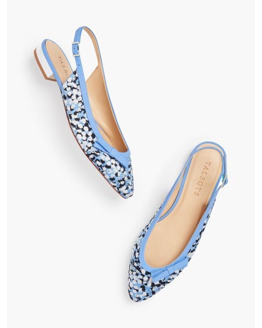 Talbots Blue Edison Slingback Bow Flats