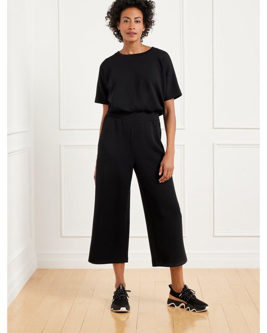 Talbots Black Airknit Stretch Crewneck Jumpsuit Dress