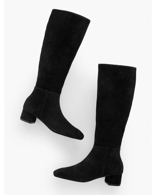 Talbots Black Perla Tall Suede Block Heel Boots