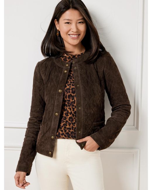 Talbots Brown Quilted Suede Jacket