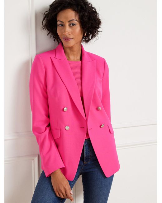 Talbots Pink Tailored Stretch Double Breasted Blazer