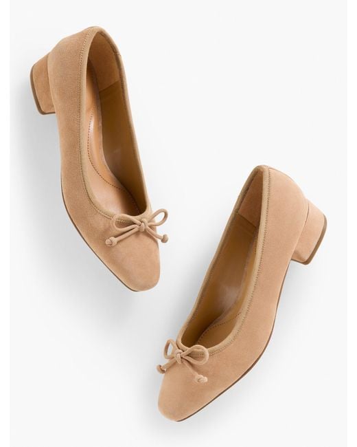 Talbots White Vanessa Suede Block Heel Pumps