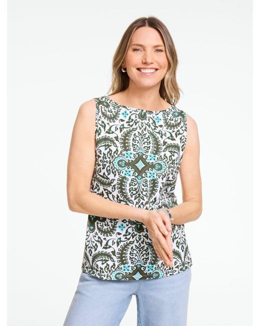 Talbots White Bateau Neck Sleeveless Tank Top