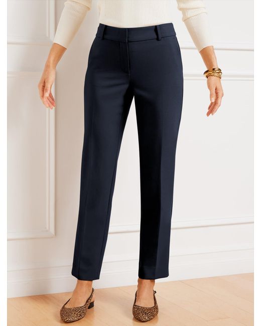 Talbots Blue Hampshire Lightweight Double Cloth Straight Ankle Pants