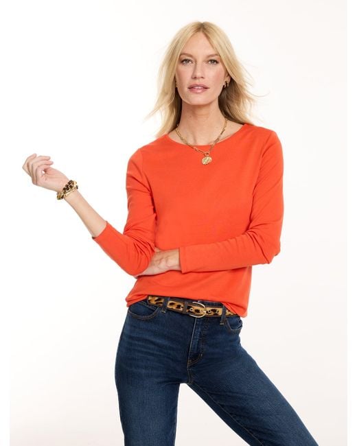 Talbots Red Long Sleeve Crewneck T-shirt