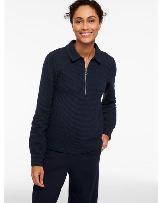 Talbots Blue Ottoman Knit Half-zip Pullover Sweater