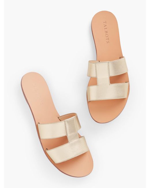 Talbots Natural Hannah Metallic Vachetta Slides