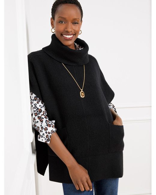Talbots Turtleneck Poncho in Black Lyst UK