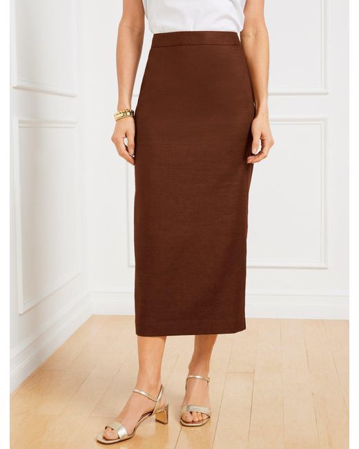 Talbots Brown Linen Blend Pencil Skirt