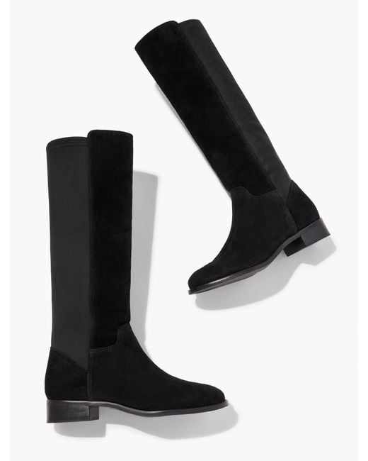 Talbots Black Tish Stretch Faux Suede Tall Boots