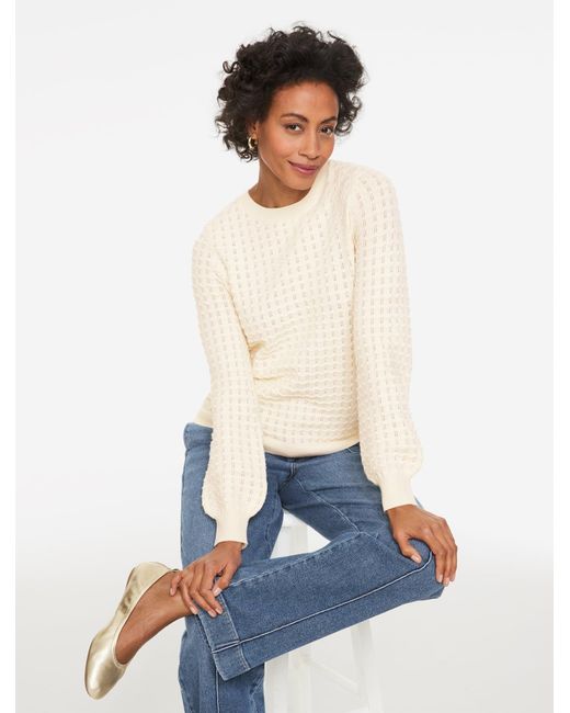 Talbots White Pointelle Crewneck Sweater Pullover