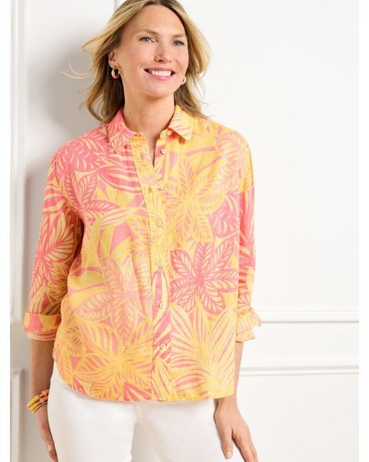 Talbots Women's Orange Linen Short Shirt