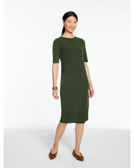 Talbots Green Knit Kit Ruched Midi Dress