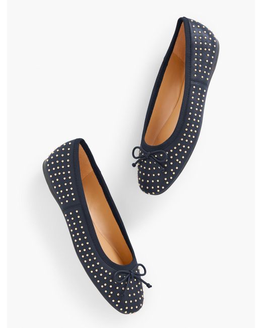 Talbots Blue Blaine Soft Sole Studded Nappa Ballet Flats