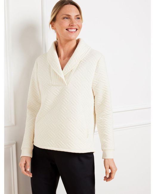 Talbots Quilted Cowl neck Pullover Sweater in White Lyst