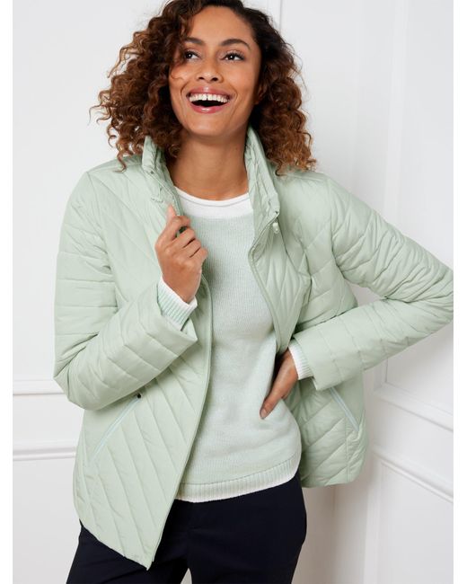 Talbots Chevron Quilted Packable Jacket in Green Lyst