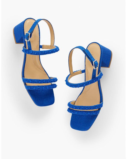 Talbots Blue Maya Beaded Block Heel Sandals