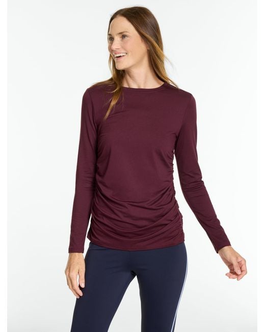 Talbots Purple Supersoft Jersey Long Sleeve Ruched T-shirt