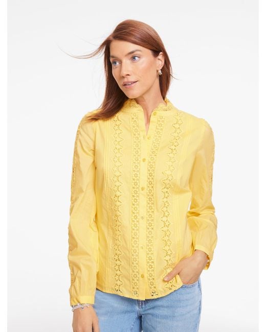 Talbots Yellow Lace Trim Voile Top