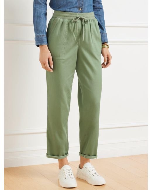 Talbots Green Straight Ankle Relaxed Pull-on Pants