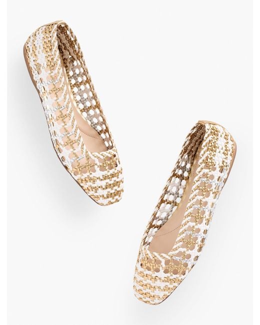 Talbots Natural Sloane Woven Metallic Ballet Flats