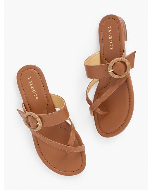 Talbots Brown Gia Buckle Soft Nappa Leather Sandals