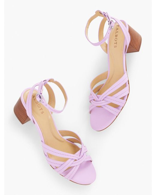 Talbots Pink Mimi Vachetta Leather Ankle Strap Sandals