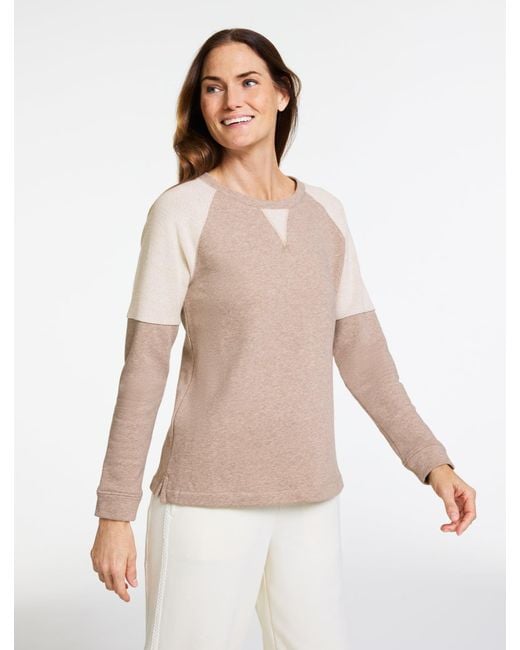 Talbots Natural Cozy French Terry Crewneck Sweater Pullover