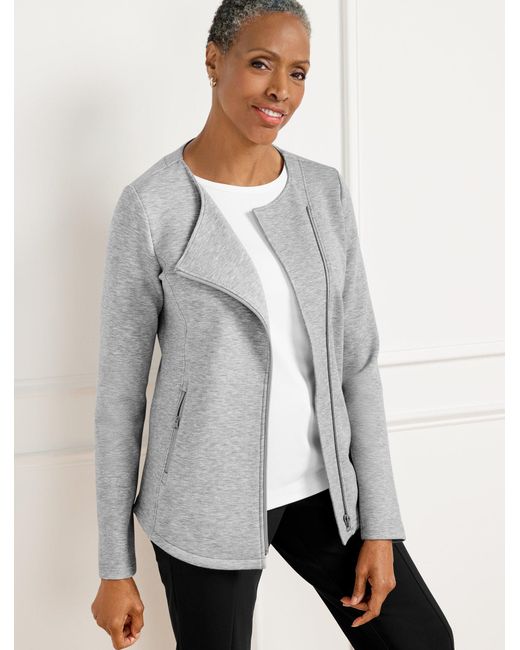 Talbots Modern Scuba Moto Jacket in Gray Lyst