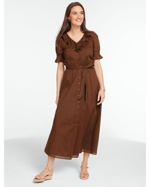 Talbots Brown Voile Fit & Flare Shirtdress
