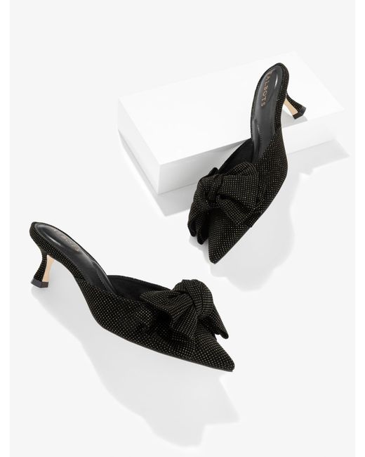 Talbots Black Ember Bow Crystal Leather Mules