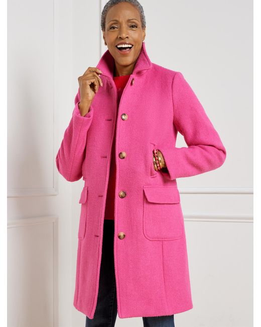 Talbots Pink Bouclé Wool Coat