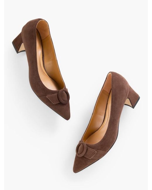 Talbots White Edith Suede Flare Heel Pumps