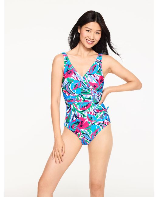 Aqua Club Blue Faux Wrap One-piece Swimsuit
