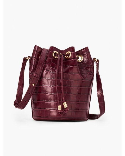Talbots Red Croc Embossed Bucket Bag
