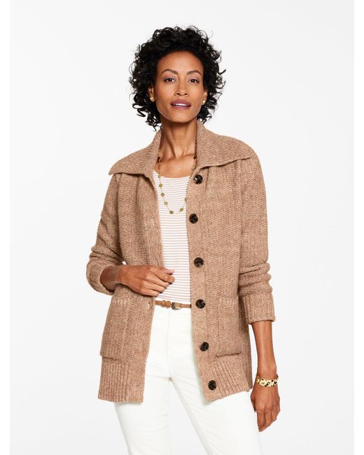 Talbots Natural Textured Stitch Cardigan Sweater