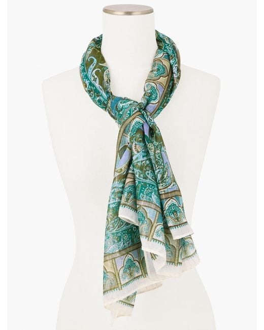 Echo Green Paisley Oversized Square Scarf