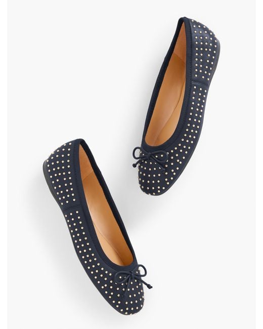 Talbots Blue Blaine Soft Sole Studded Nappa Ballet Flats