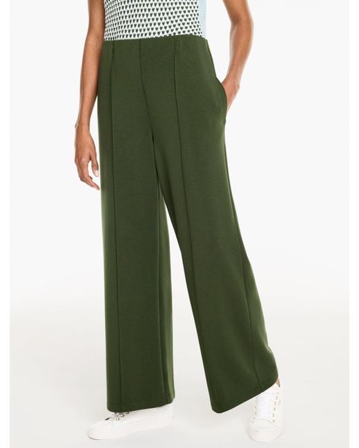 Talbots Green Airknit Stretch Hollywood Waist Wide Leg Pants