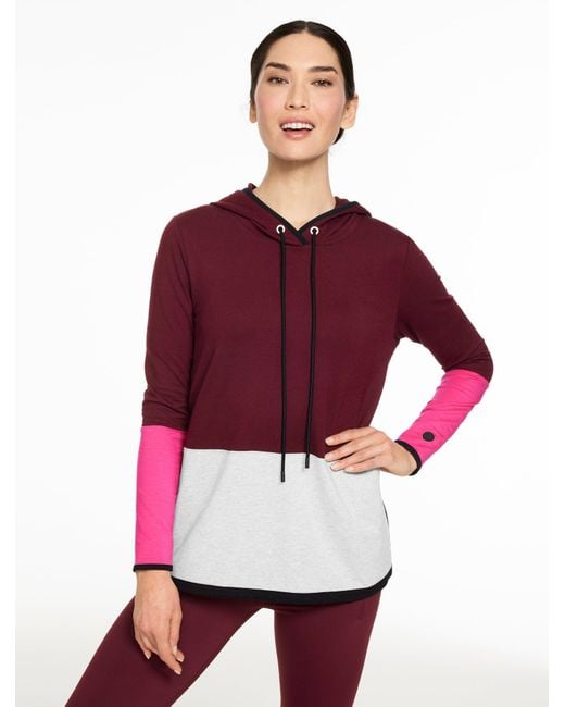 Talbots Red Colorblock Bungee Hem Hoodie