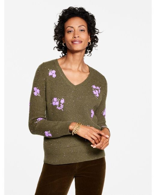 Talbots Green V-neck Sweater