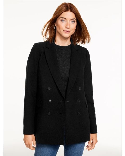 Talbots Black Double Breasted Twill Blazer