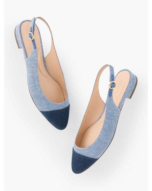 Talbots Blue Edison Chambray Slingback Flats