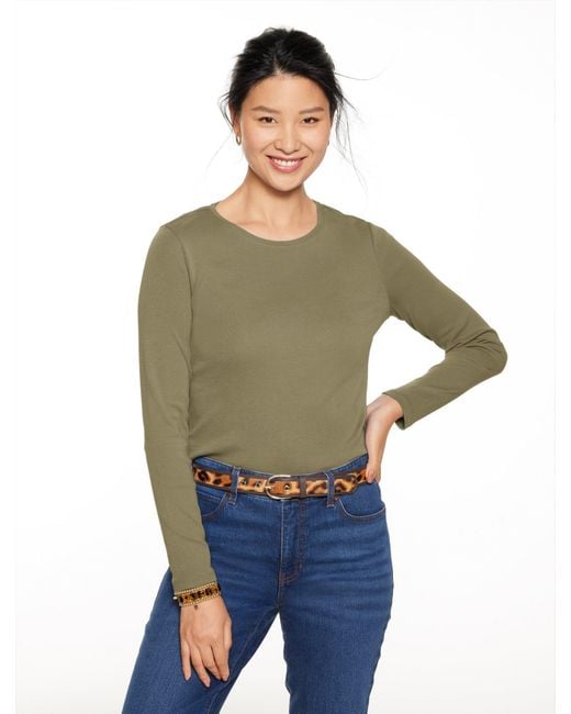 Talbots Long Sleeve Crewneck T-shirt in Green Lyst UK